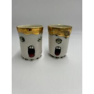 RARE Beau Raymond ceramic HandMade Art Cup Ugly Face Alien Sexy Time & Hot Damn